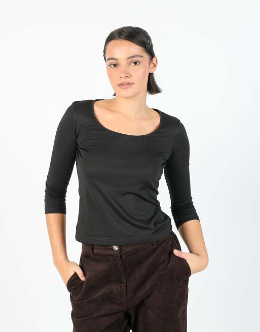 Vintage Stefanel L long sleeve top in black, 1 of 4