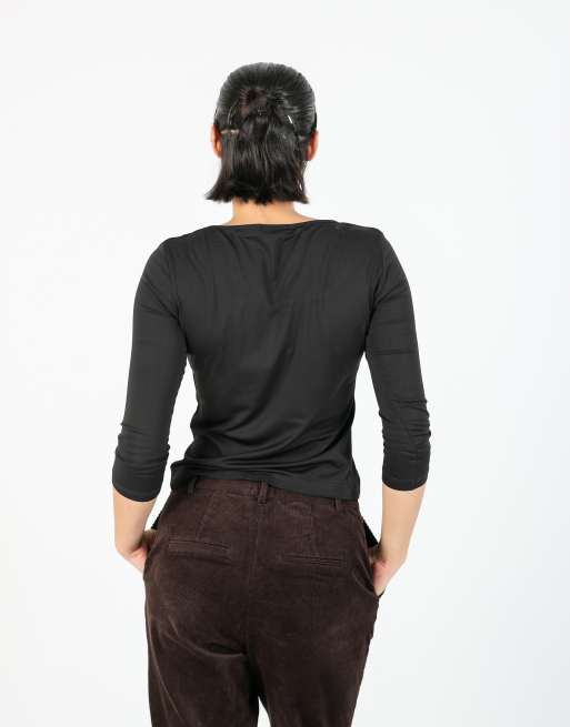 Vintage Stefanel L long sleeve top in black, 3 of 4
