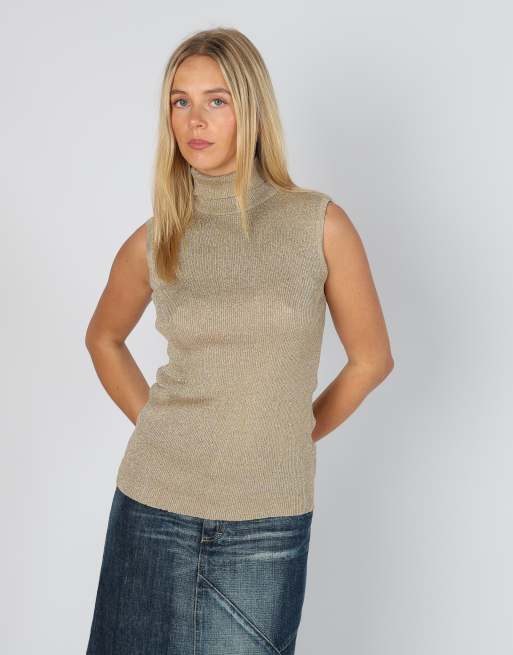 Vintage Stefanel M woven vest in gold