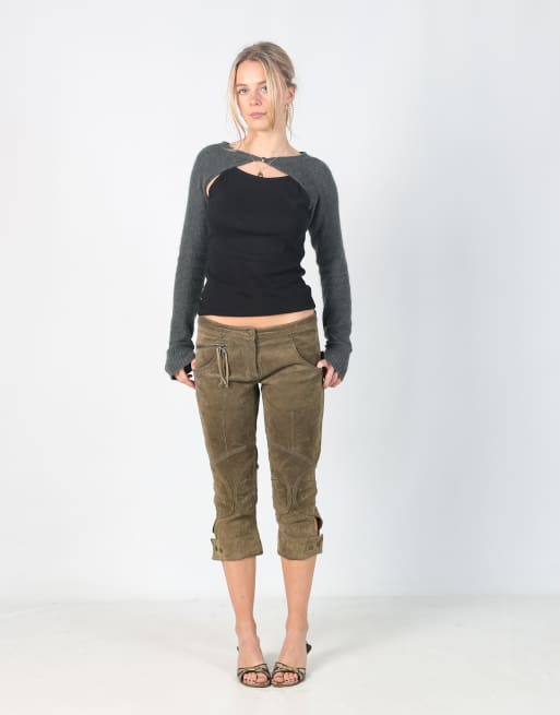 Vintage Stefanel S capri trouser in dark green