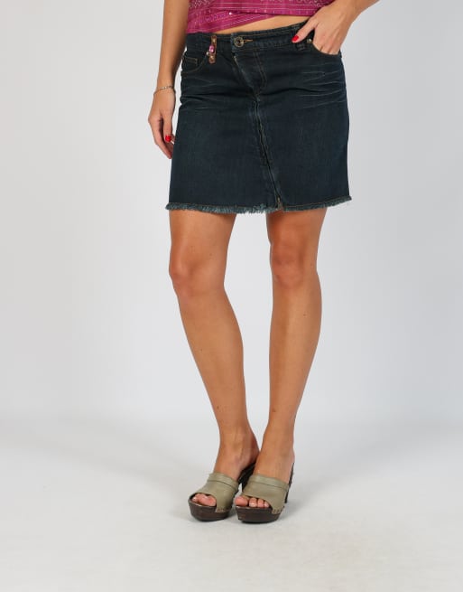 Vintage Stefanel S denim mini skirt in blue, 2 of 4