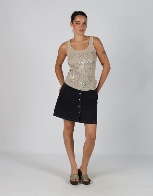 Vintage Stefanel S denim mini skirt in navy blue