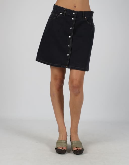 Vintage Stefanel S denim mini skirt in navy blue, 2 of 4