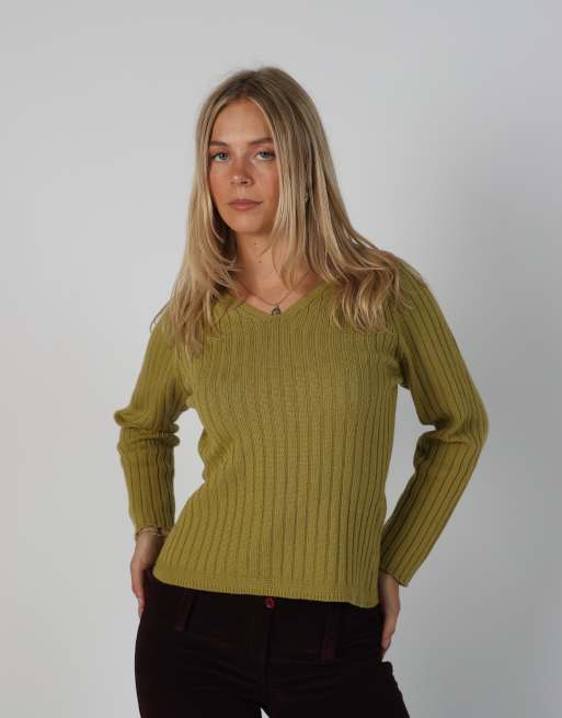 Vintage Stefanel S knitted jumper in light green, 1 of 4
