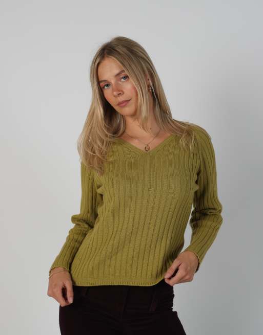 Vintage Stefanel S knitted jumper in light green, 3 of 4