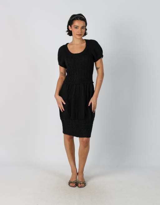 Vintage Stefanel S knitted midi dress in black, 1 of 4