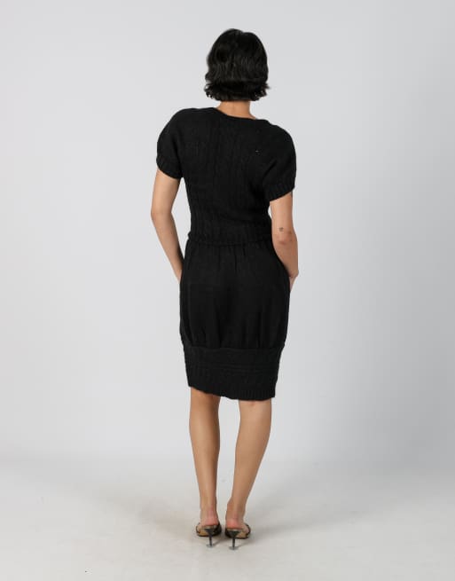 Vintage Stefanel S knitted midi dress in black, 3 of 4