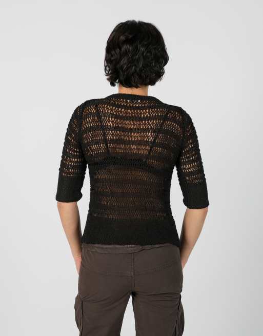 Vintage Stefanel S knitted top in black, 2 of 4