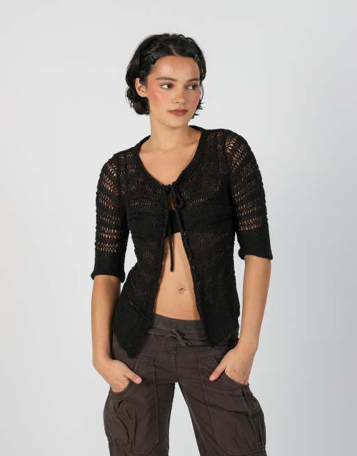 Vintage Stefanel S knitted top in black, 3 of 4