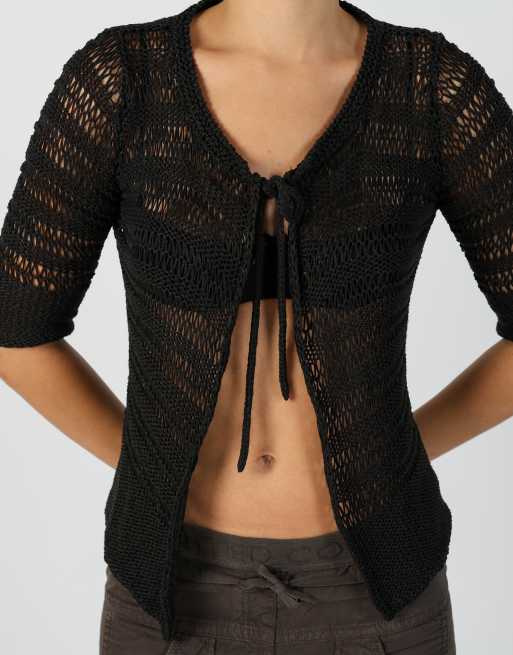 Vintage Stefanel S knitted top in black, 4 of 4