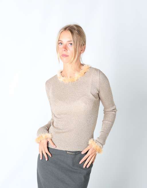 Vintage Stefanel S knitted top in gold
