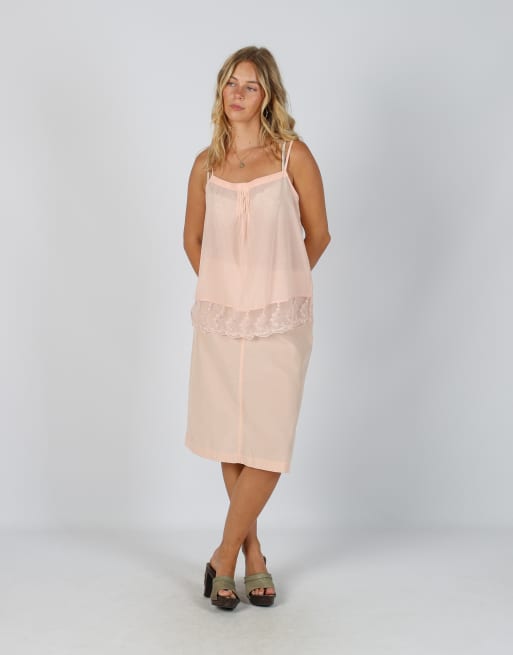 Vintage Stefanel S woven midi skirt in baby pink, 1 of 4