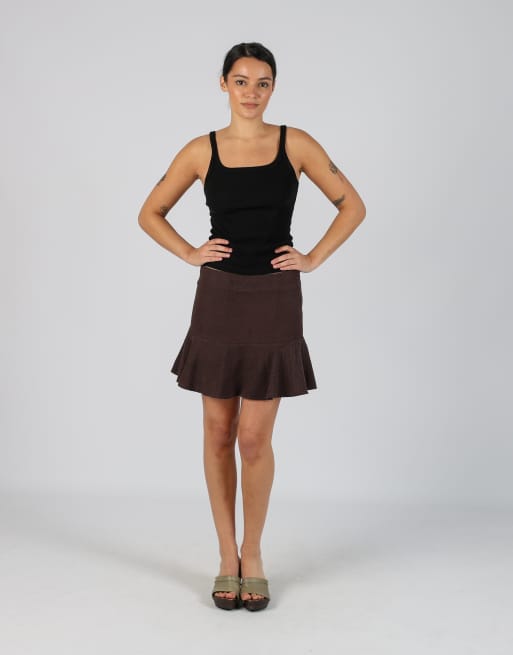 Vintage Stefanel S woven midi skirt in brown