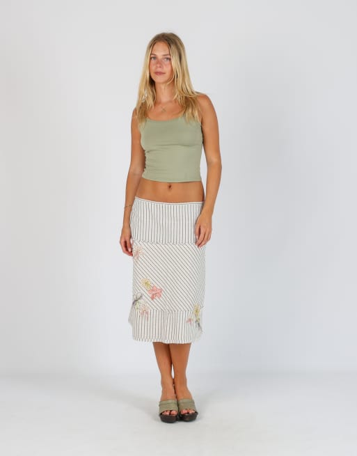 Vintage Stefanel S woven midi skirt in ivory