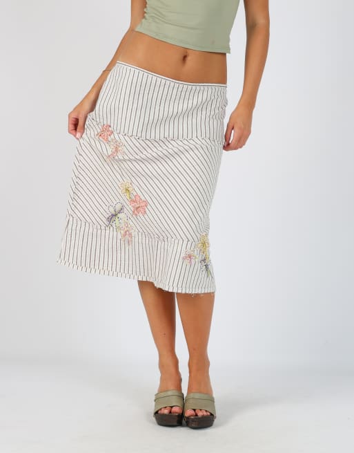 Vintage Stefanel S woven midi skirt in ivory, 2 of 4