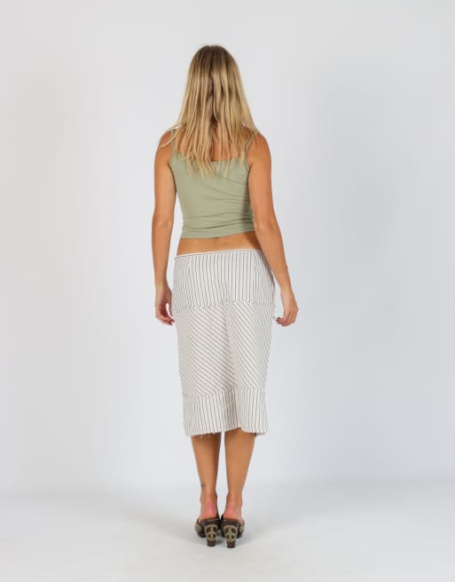 Vintage Stefanel S woven midi skirt in ivory, 3 of 4