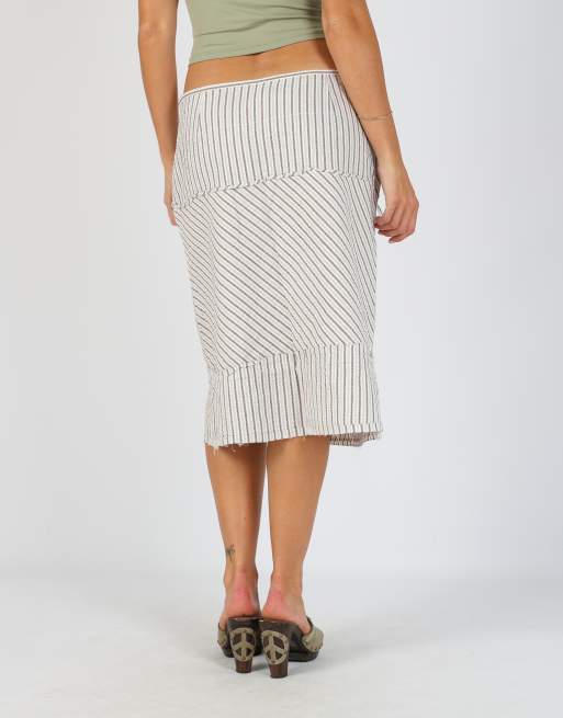 Vintage Stefanel S woven midi skirt in ivory, 4 of 4