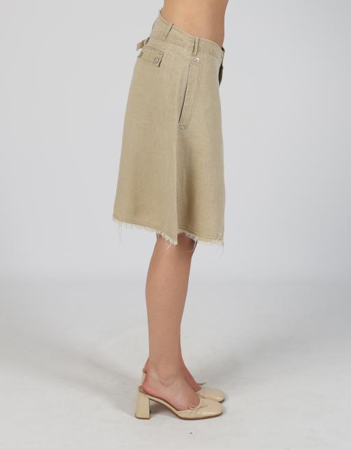 Vintage Stefanel S woven midi skirt in tan, 4 of 4