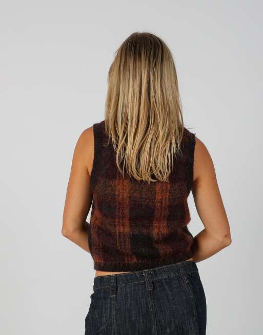 Vintage Stefanel S woven vest in brown, 2 of 4