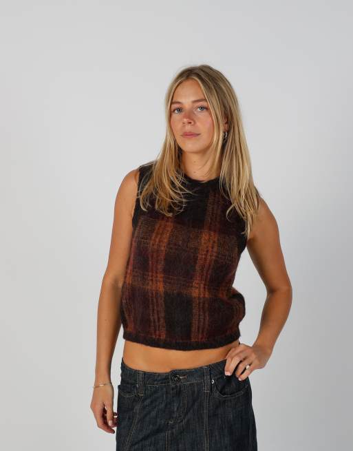 Vintage Stefanel S woven vest in brown, 3 of 4