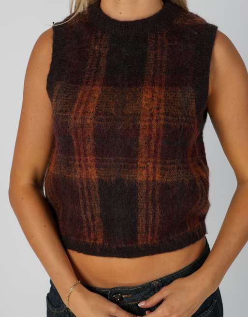 Vintage Stefanel S woven vest in brown, 4 of 4
