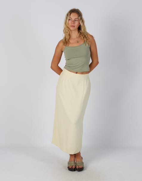 Vintage Stefanel XS woven maxi skirt in cream - view 1