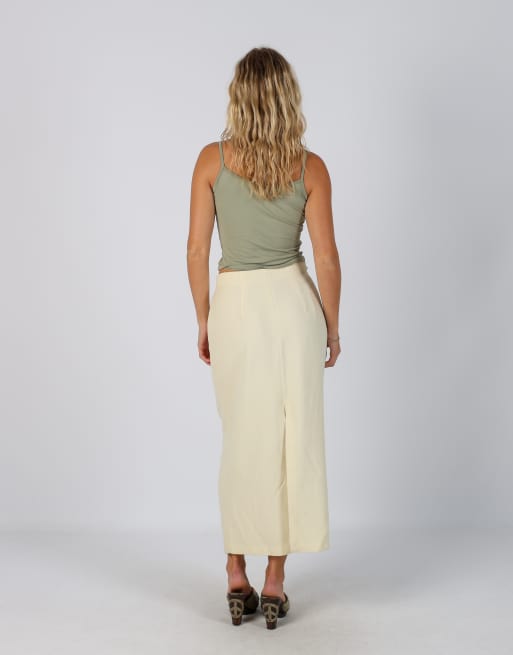 Vintage Stefanel XS woven maxi skirt in cream, 3 of 4