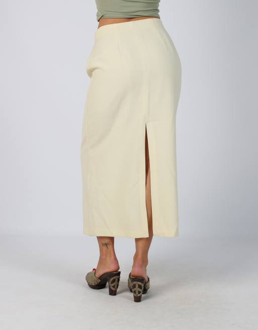 Vintage Stefanel XS woven maxi skirt in cream, 4 of 4