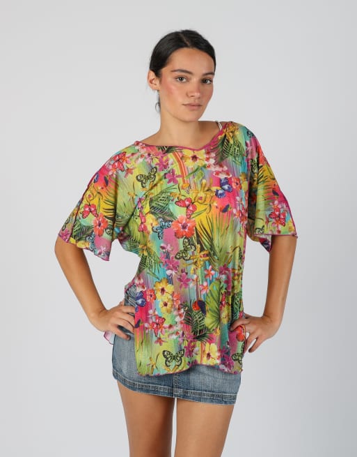 Vintage Stefania Canavest L mesh top in multi colured