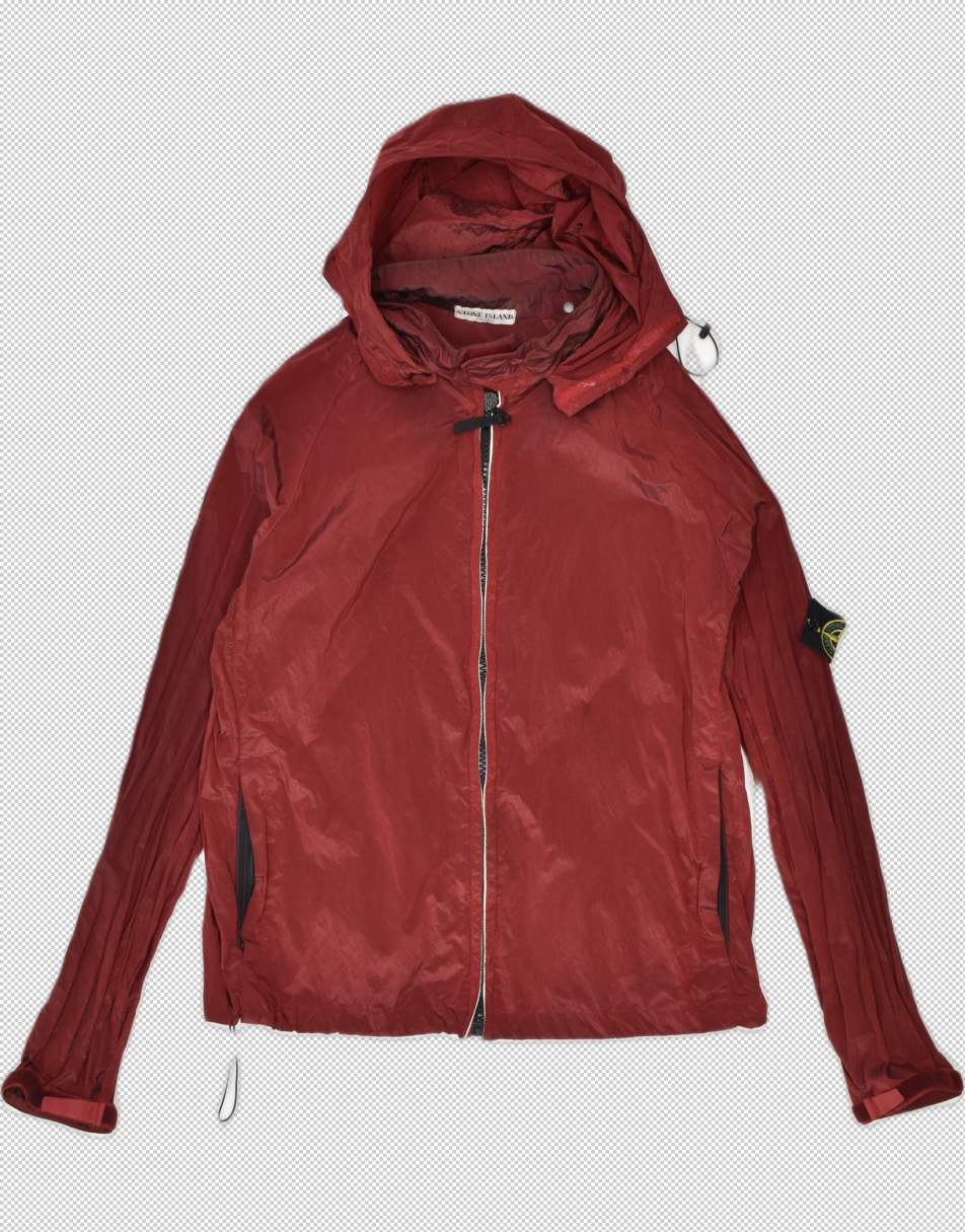 Vintage Stone Island Size M hooded bomber jacket in burgundy