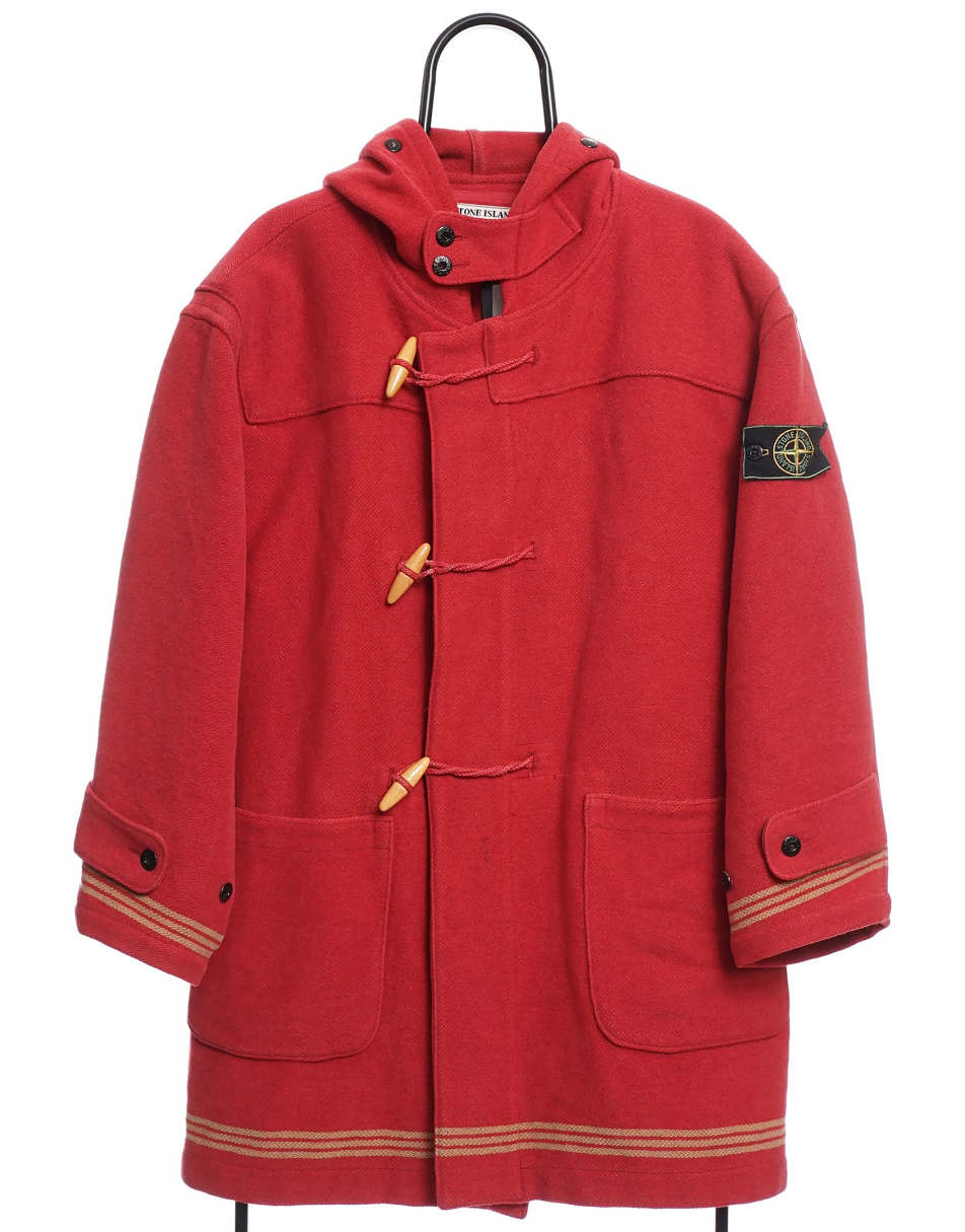 Vintage Stone Island Size S Wool Duffle Coat In Red