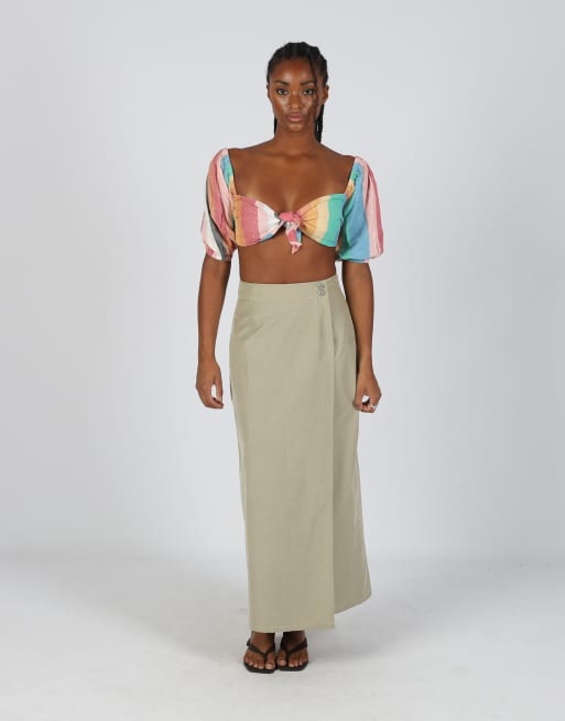 Vintage Store Jeans S woven maxi skirt in beige