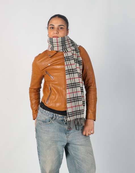 Vintage Stradivarius M leather jacket in tan - view 1