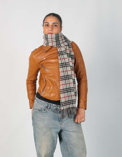 Vintage Stradivarius M leather jacket in tan