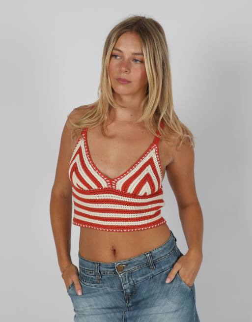 Vintage Stradivarius S knitted top in orange