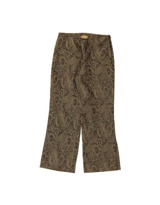 Vintage Straight Cropped Trousers It 40 Small W28 L25 In Green Paisley