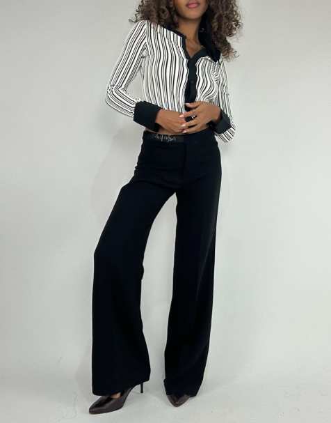 Vintage straight leg trousers in black - view 1