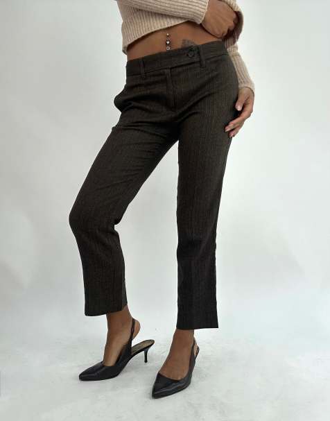 Vintage straight leg trousers in brown - view 1