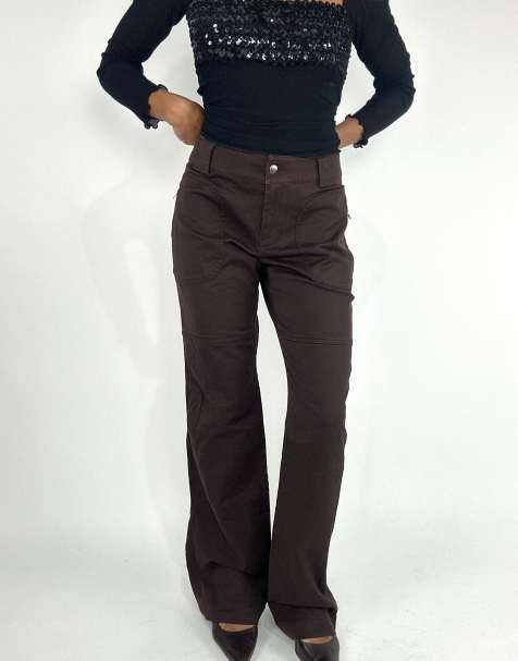 Vintage straight leg trousers in brown - view 1