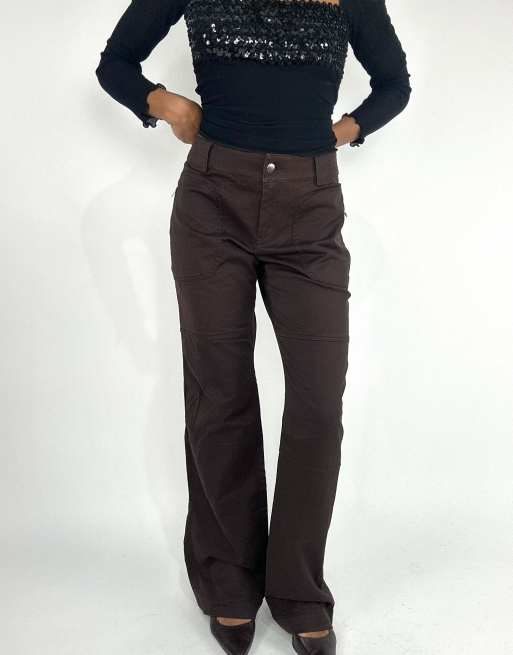 Vintage straight leg trousers in brown