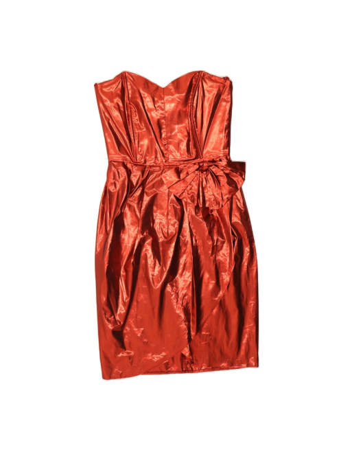 Vintage Strapless Dress EU 38 Medium In Red