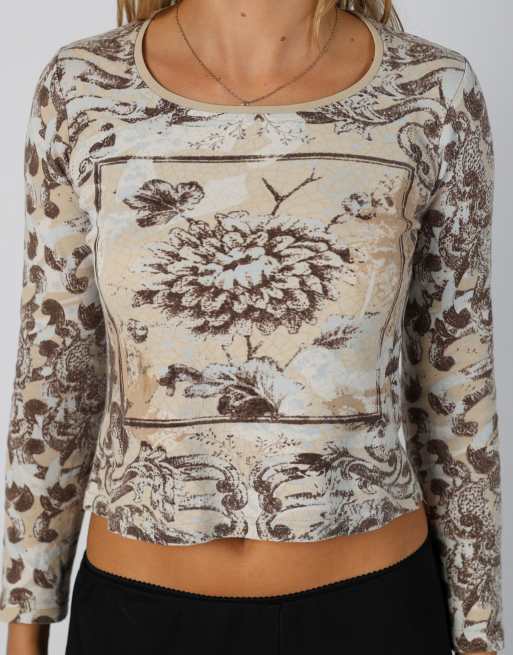 Vintage Street One 10 long sleeve top in beige, 4 of 4