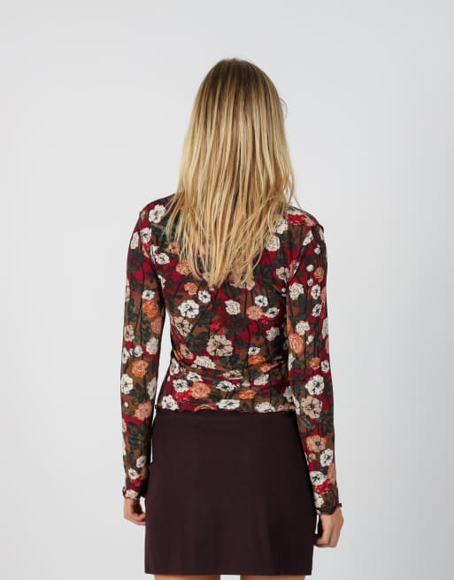 Vintage Street One 8 long sleeve top in burgundy red, 2 of 4