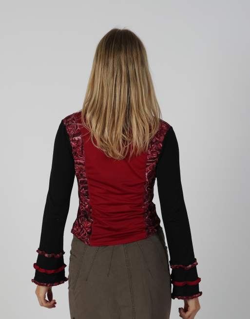 Vintage Street One 8 long sleeve top in burgundy red, 2 of 4