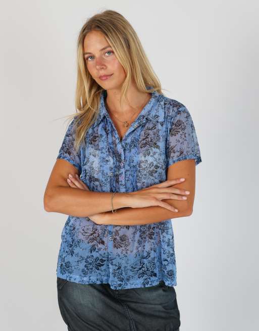 Vintage Street One M mesh top in light blue, 3 of 4