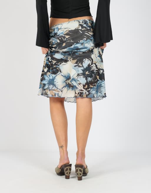 Vintage Street One M printed maxi skirt in blue, 2 of 4