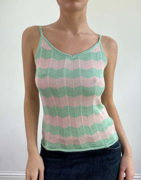 Vintage stripe cami in pink - view 1