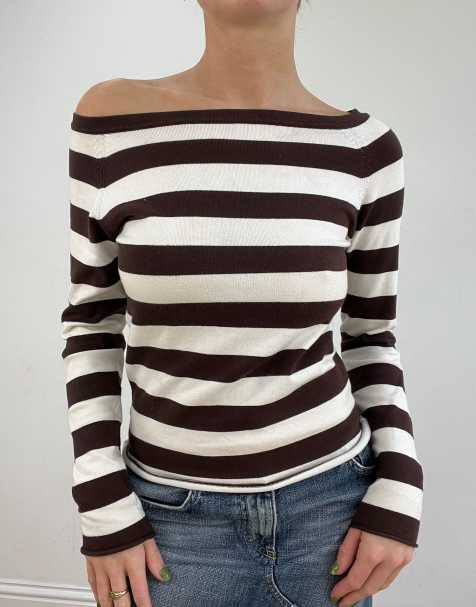 Vintage stripe jumper in brown - view 1