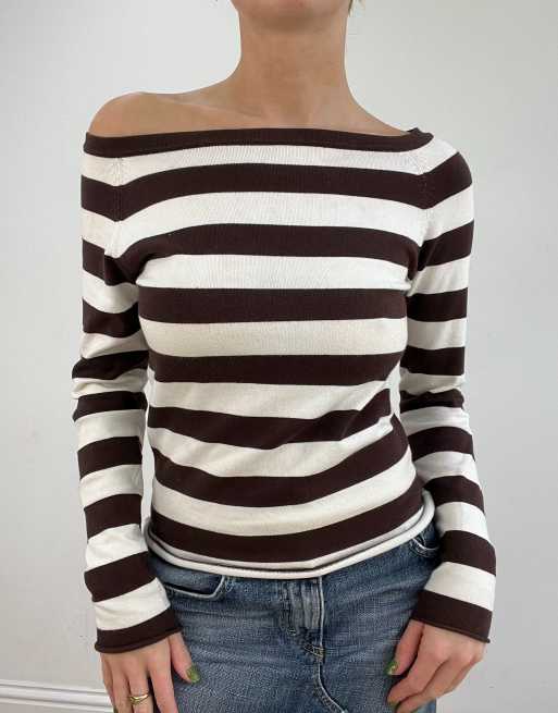 Vintage stripe jumper in brown