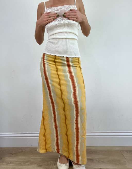 Vintage stripe maxi skirt in yellow
